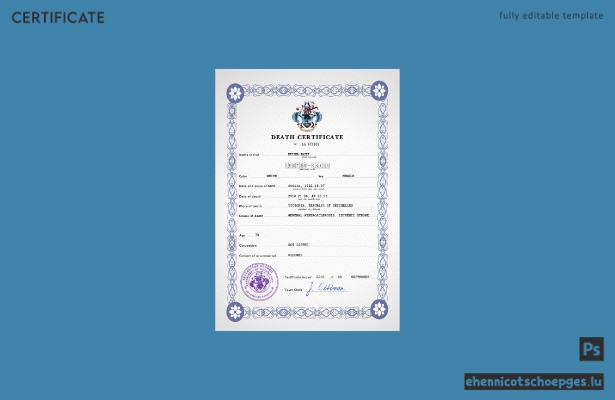 Seychellen Personenstandsurkunde (PSD-Beispiel)